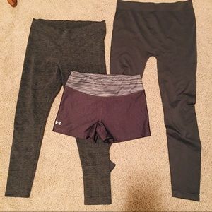Leggings and a pair of Athletic shorts